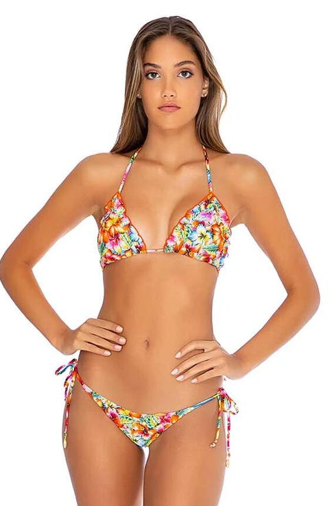 Luli Fama Wild Flower RUFFLE TRIANGLE TOP
